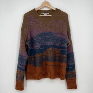 Acne Studios Kestella Gradient Sweater V Neck XS Jacquard Knit Mohair Mix Brown